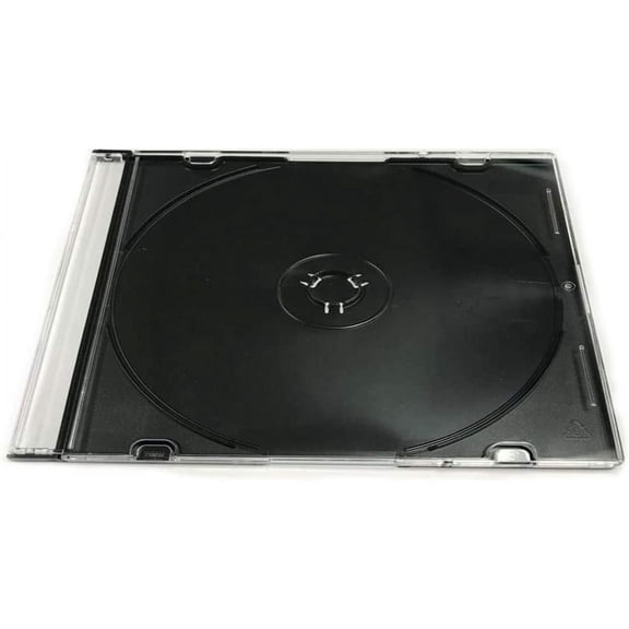 Smartbuy Slim 5.2mm Jewel Case Thin Clear Single CD DVD Disc Storage w/Built-in Black Tray (200 Packs)