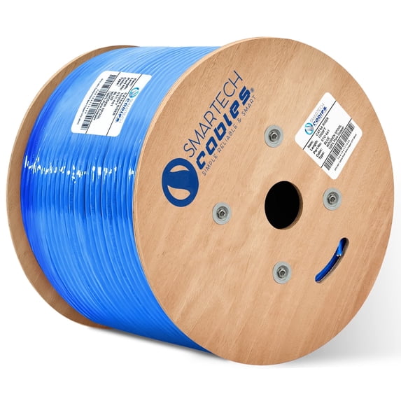 1000ft Cat6A Riser Ethernet Cable, Pure Copper CMR Rated, 23AWG UTP, 750MHz | Commercial Installations & Gaming - Blue