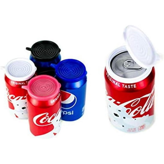 Smarter-Seal, [NEW] 8-Pack, Multi-Color (2 Red, 2 White, 2 Blue, 2 Black), Soda or Beverage Can Lid, Cover or Protector