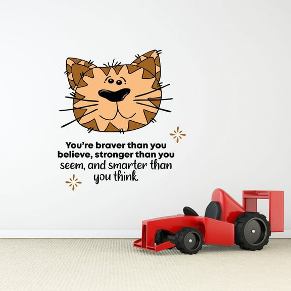 Smarter Tiger Animal Life Quote Cartoon Quotes Decors Wall Sticker Art Design Decal for Girls Boys Kids Room Bedroom Nursery Kindergarten Home Decor Stickers Wall Art Vinyl Decoration (20x20 inch)