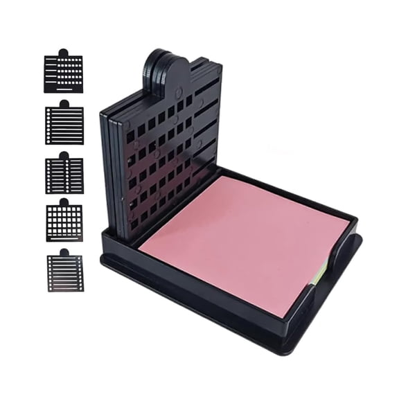 Smarterss Sticky Note Kit - 5 Versatile Templates, Ultimate Sticky Note Holder with Stencil, 5 in 1 Memo Pad Organizer Black