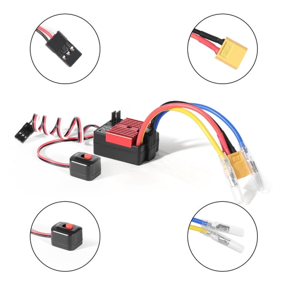 Smartests Programmable 60A ESC with Overloads Protections Triple Power Connectors for 1/10 Scale Models
