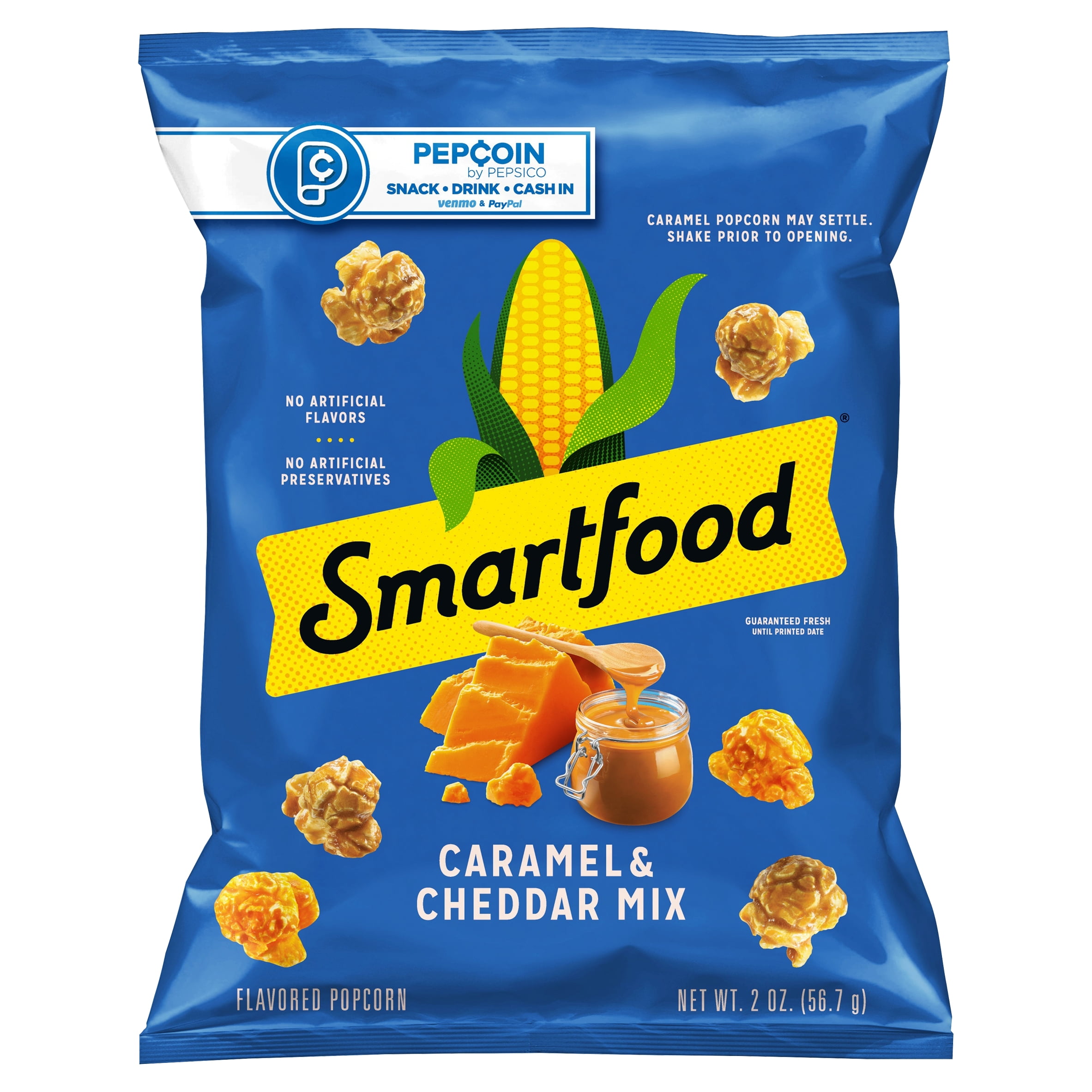 Smartfood Caramel & Cheddar Mix Flavored Popcorn, 2 oz Bag