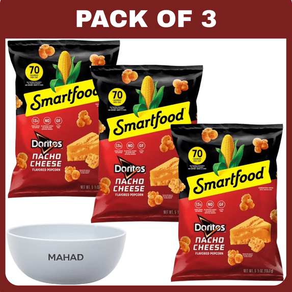 Smartfood Doritos Nacho Cheese Flavored Popcorn, 5.5 oz-3 pack-with Bowel by Mahad