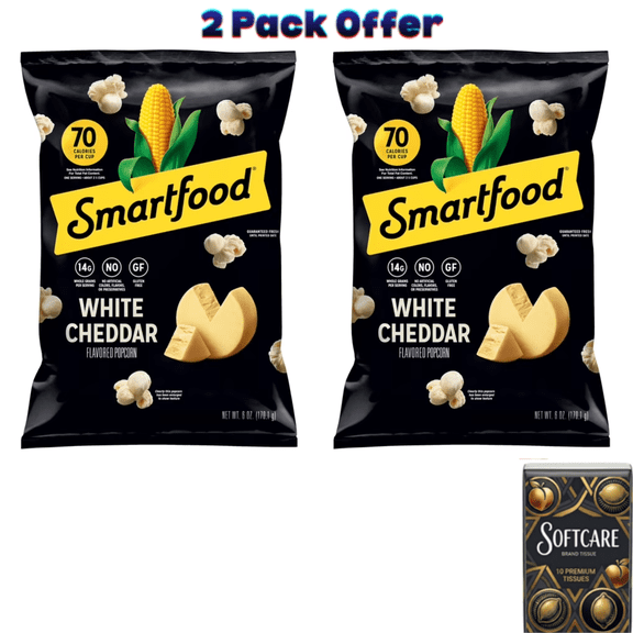 Smartfood Gluten Free, No Artificial Colors White Cheddar Popcorn Bag, 6 oz ( Includes One Tissue Pack )