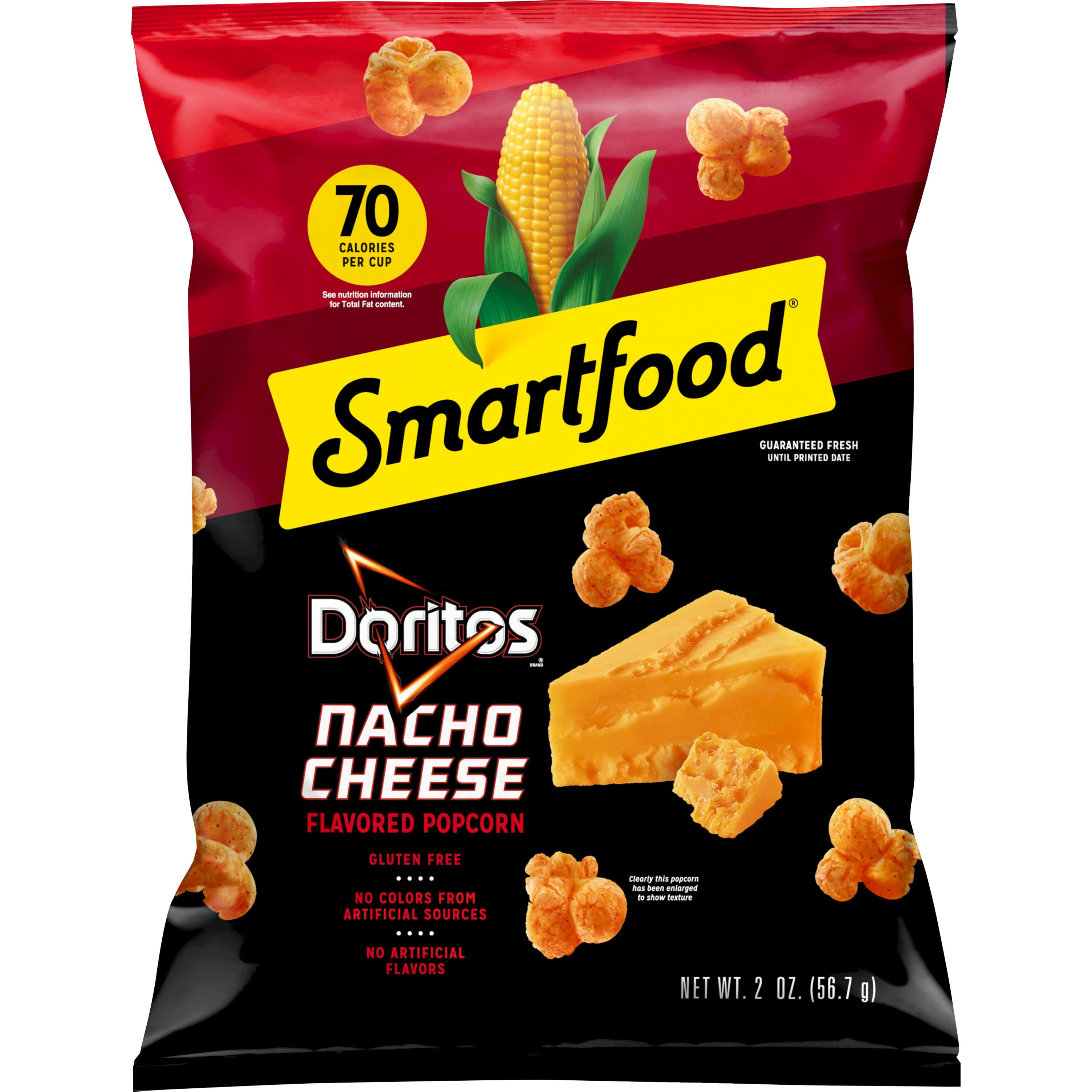 Smartfood Popcorn Doritos Nacho Cheese Flavored Snack, 2oz Bag Single Pack