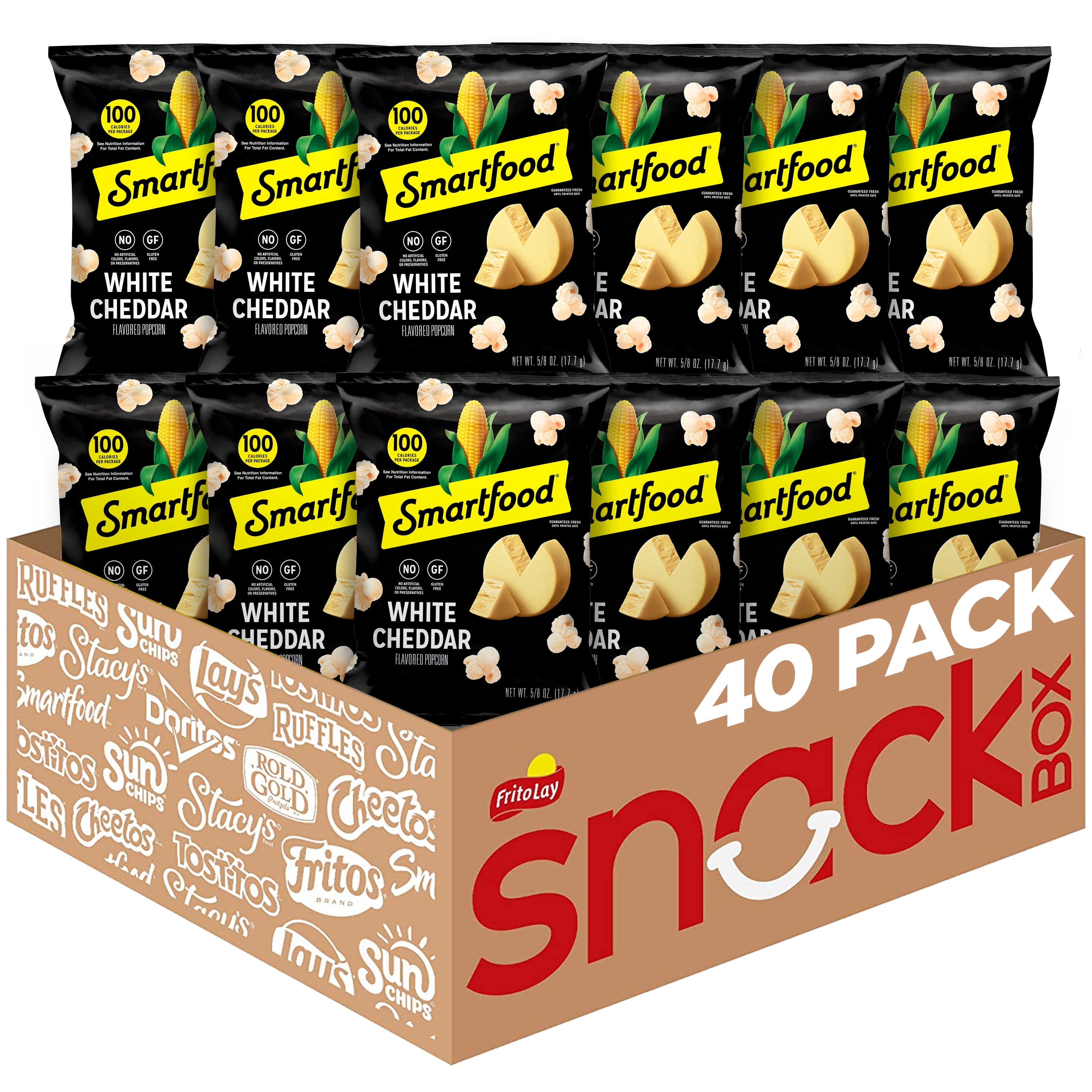 Smartfood Gluten Free, No Artificial Colors White Cheddar Popcorn Bag, 0.625 oz (40 pack)​