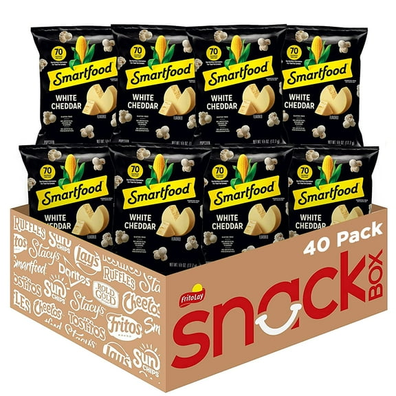 Smartfood Popcorn White Cheddar Flavored Popcorn Snacks, 0.625 Oz Bags, 40 Count Multipack