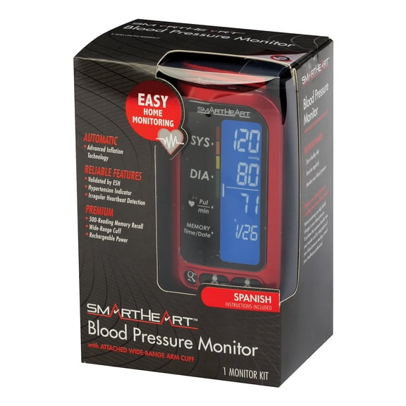 Smartheart Adult Cuff Arm Home Automatic Digital Blood Pressure Monitor 1-Tube Black 12 per Case