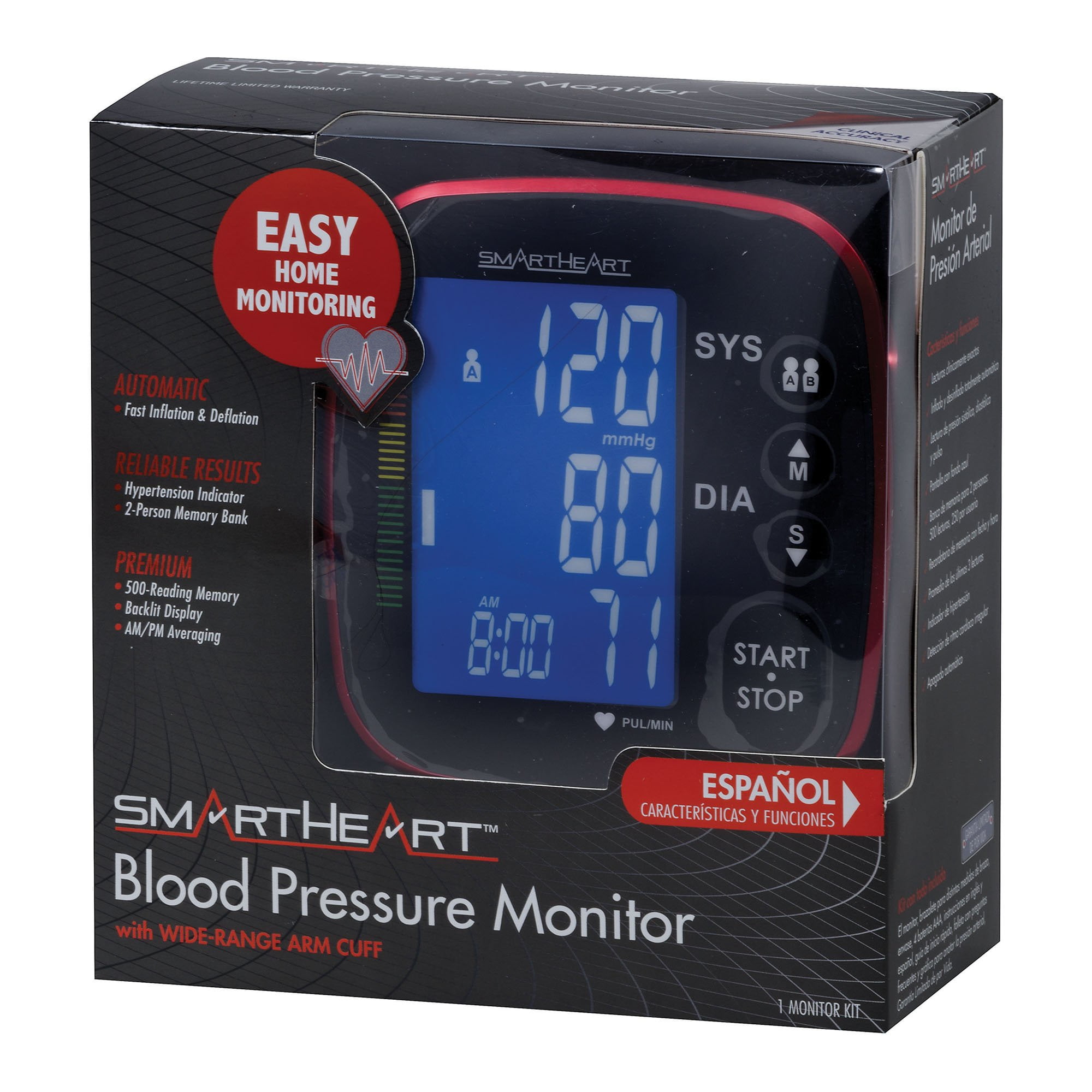 SmartHeart Blood Pressure Monitor with Automatic Inflation, L/XL