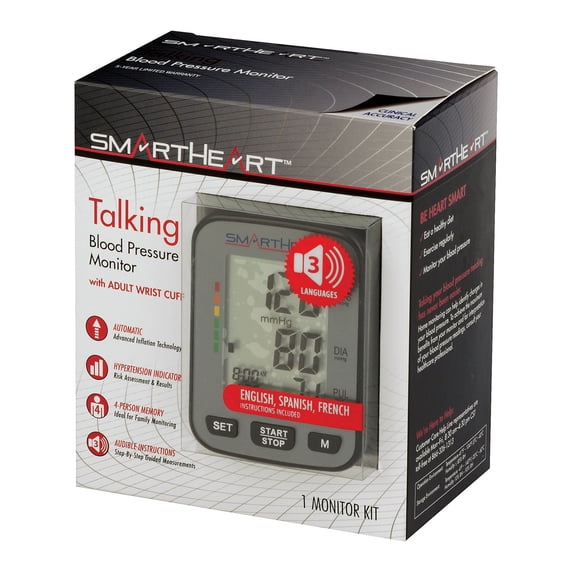 Smartheart Adult Cuff Arm Home Automatic Digital Blood Pressure Monitor Without Tube Black 12 per Case