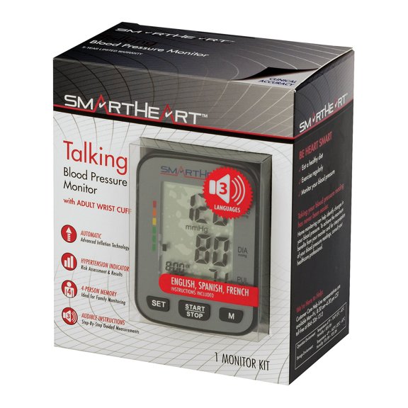 Smartheart Adult Cuff Arm Home Automatic Digital Blood Pressure Monitor Without Tube Black 12 per Case