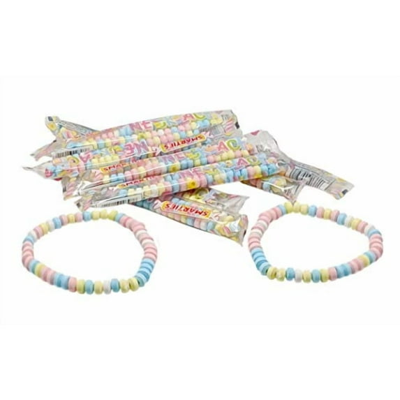 Smarties Candy Necklace - 50ct in Resealable Standup Candy Bag - Individually Wrapped - Classic Flavors - Stretchable Hard Candy Necklace - Old Fashioned Candy - Retro Party Candy