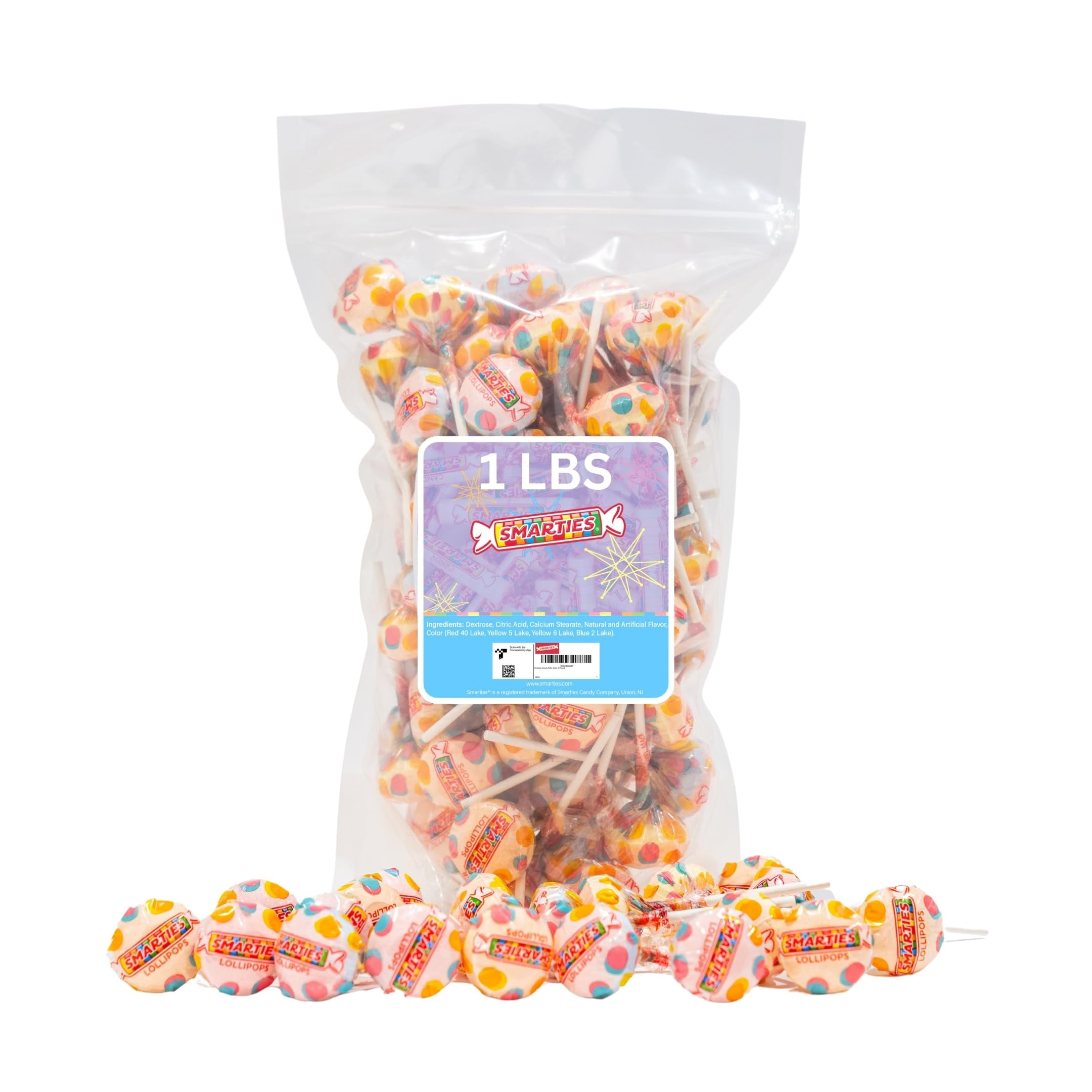 Smarties Double Lollies Gluten Free, Peanut ,Fat Free Assorted Fruity Flavors, Low Calorie
