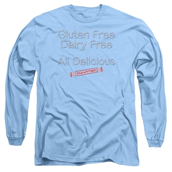 Smarties Free & Delicious Long Sleeve Adult 18/1 T-Shirt Carolina Blue