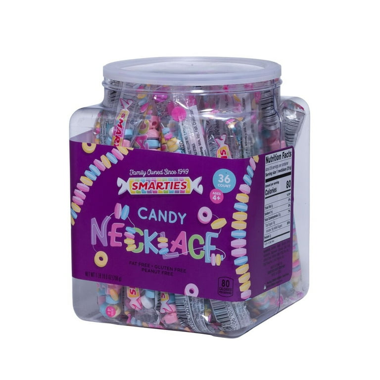 Smarties Candy Necklaces, Gluten-Free, Fruit Flavor, Pastel Color Hard  Candy Individually Wrapped, 40 Count 2 Pounds Bag 