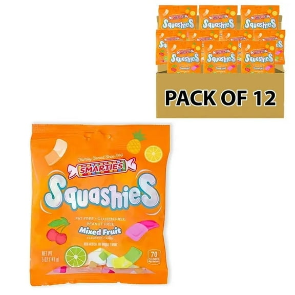 Smarties Squashies Mixed Fruit Foam Marshmallows Gluten Free Peanut Free Gummy Candy 12 Count