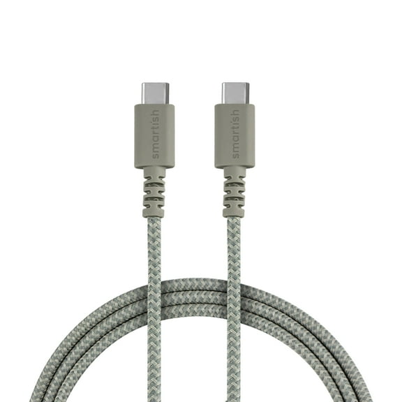 Smartish USB-C Fast Fabric Wrapped 6ft Charging Cable - Crown Joule [Durable Nylon Fabric Cord] Compatible with Android, Pixel, Galaxy - Apple MFi Certified for MacBook Pro - Lightly Toasted Beige