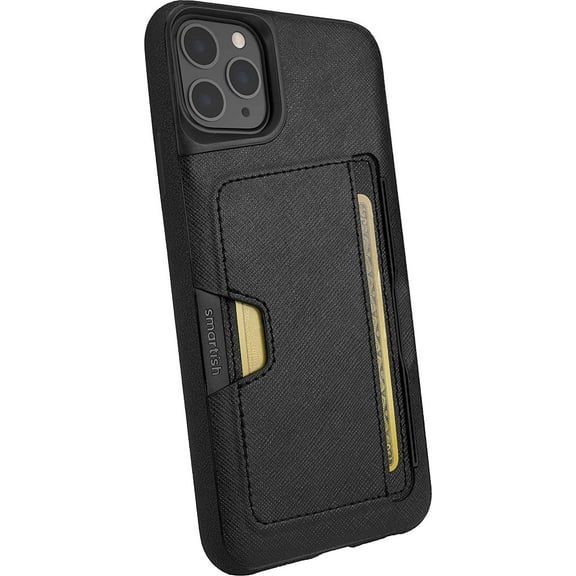 Smartish iPhone 11 Pro Wallet Case - Wallet Slayer Vol. 2 [Slim Protective Kickstand] Credit Card Holder (Silk) - Black Tie Affair