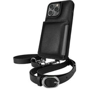 Smartish iPhone 14 Pro Max Crossbody Wallet Case - Dancing Queen [Purse/Clutch with Detachable Strap & Wristlet] Protective Cover with Credit Card Holder - Stiletto Black - Gunmetal