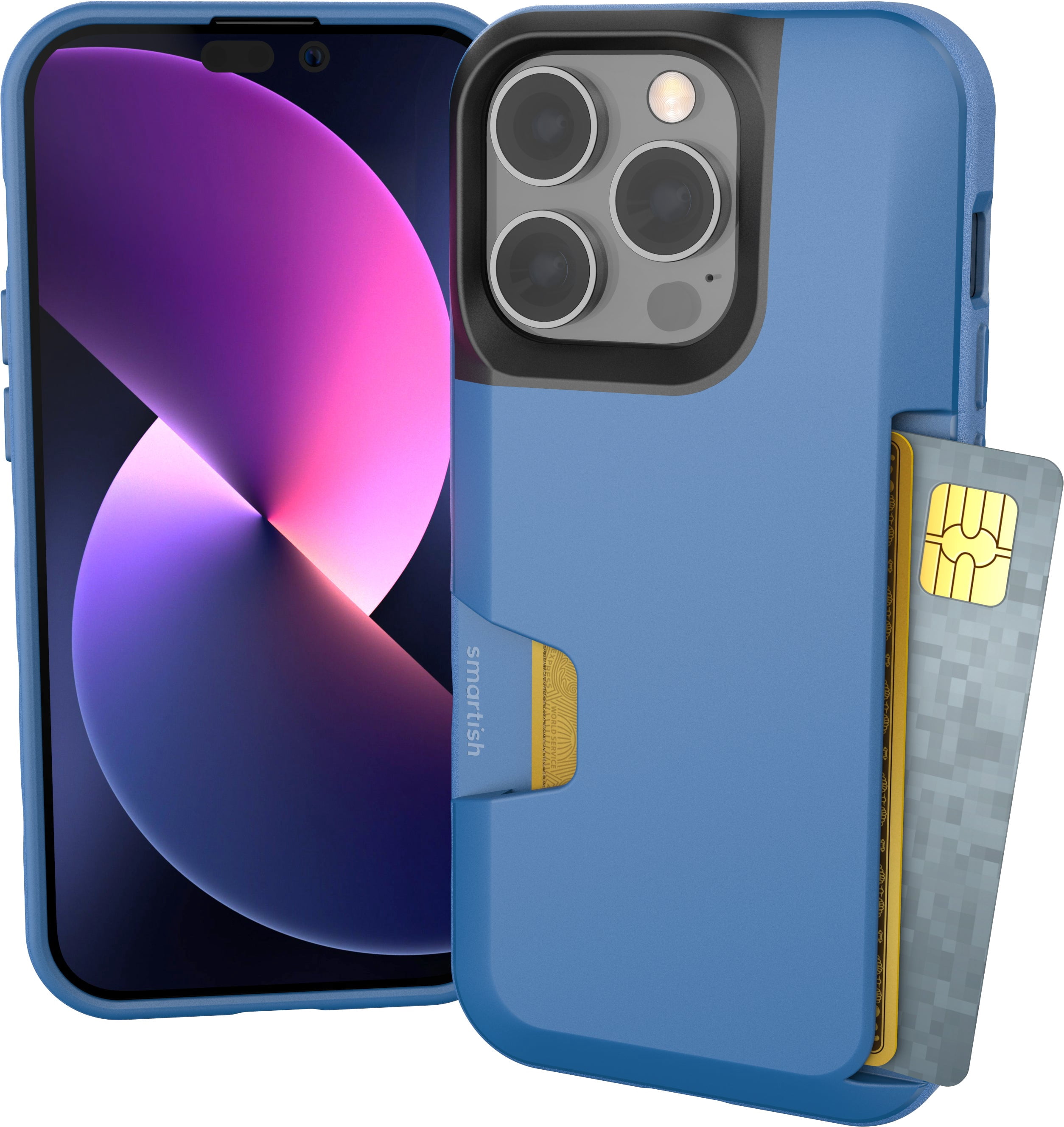 Smartish iPhone 14 Pro Wallet Case - Wallet Slayer Vol. 1 [Slim + Protective] Credit Card Holder - Blues on the Green