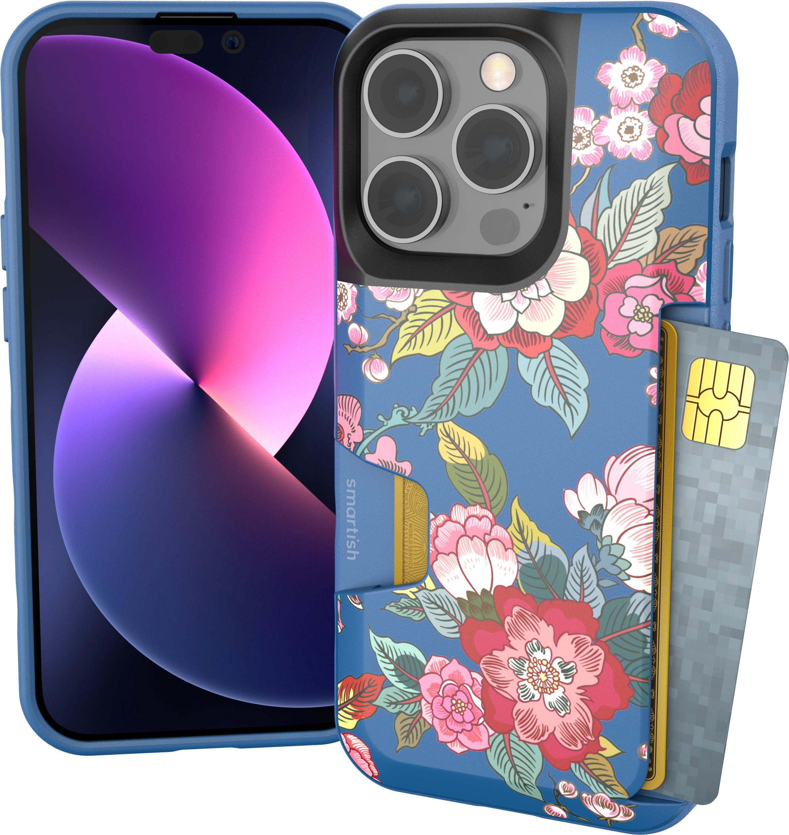 Smartish iPhone 14 Pro Wallet Case - Wallet Slayer Vol. 1 [Slim + Protective] Credit Card Holder - Flirty Floral