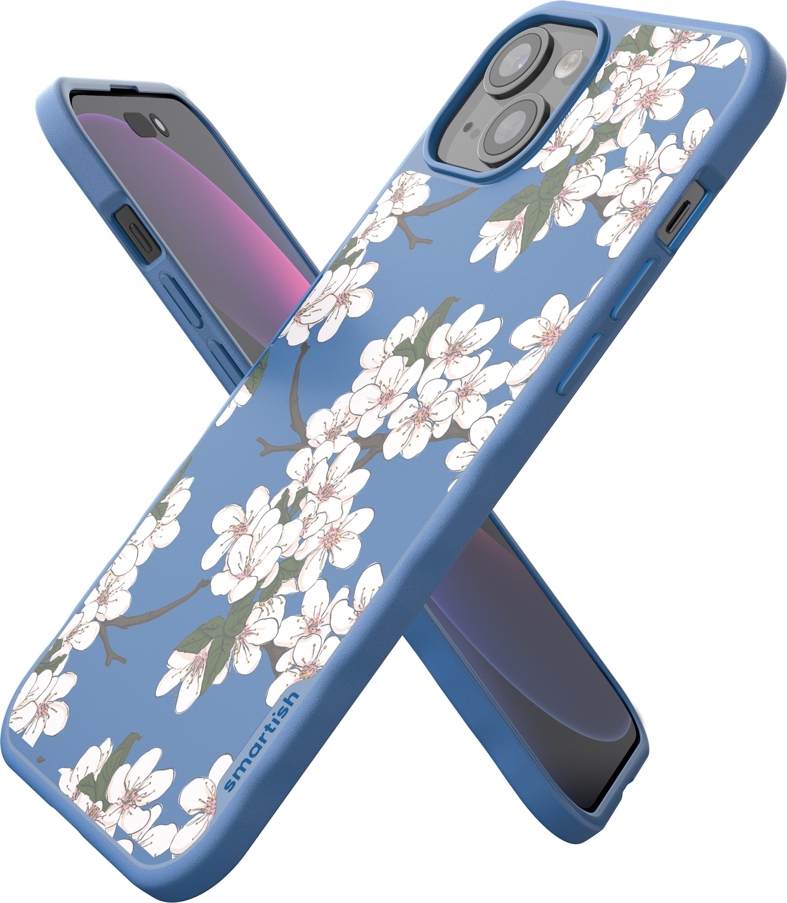 Smartish iPhone 15 Plus Slim Case - Gripmunk Compatible with MagSafe [Lightweight + Protective] Thin Grip Cover with Microfiber Lining - Very Cherry Blossom