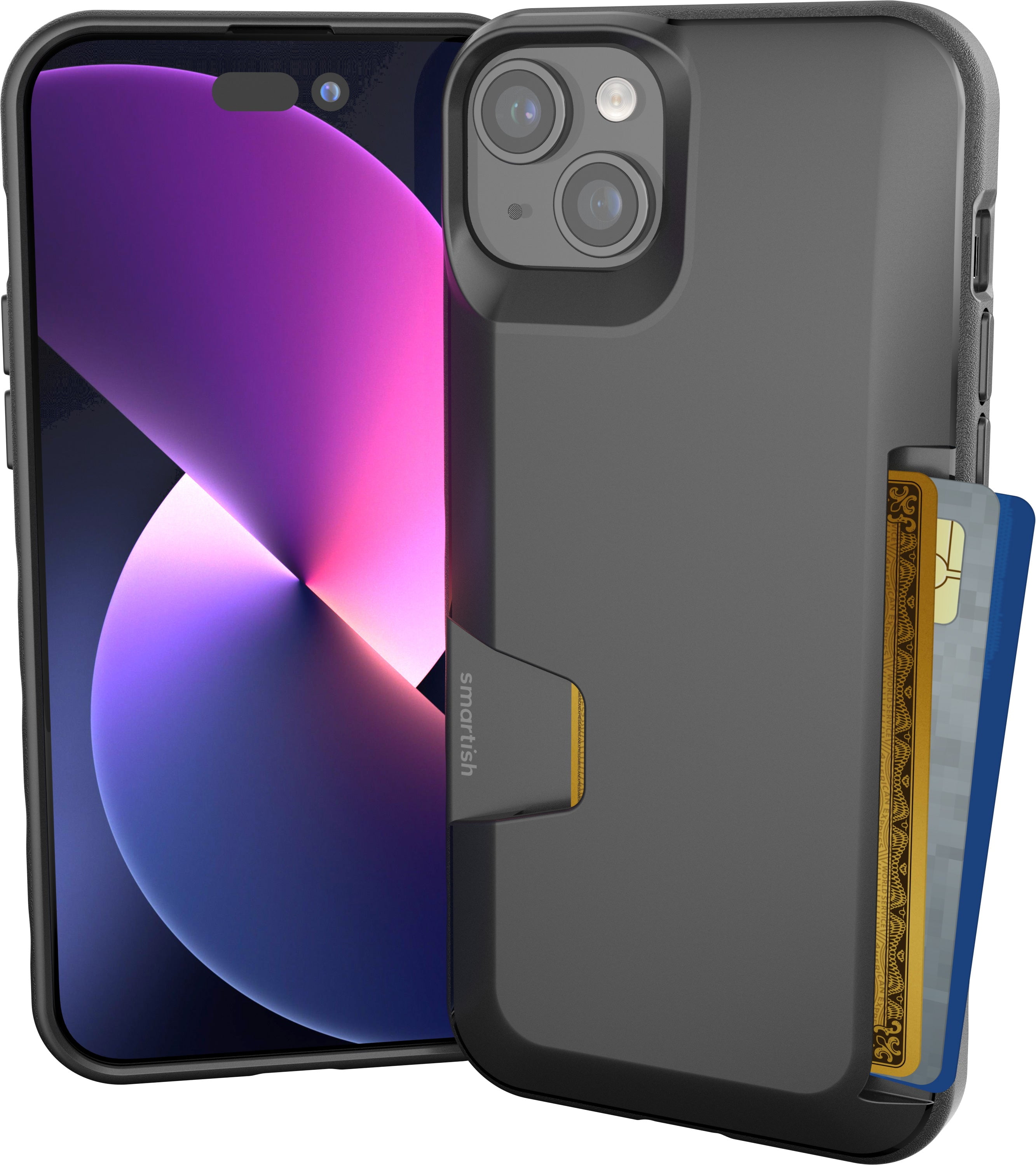 Smartish iPhone 13 Mini Wallet Case - Portemonnee Slayer Vol. 1 [Slank Beschermend] Creditcardhouder - Zwarte Tie Affair