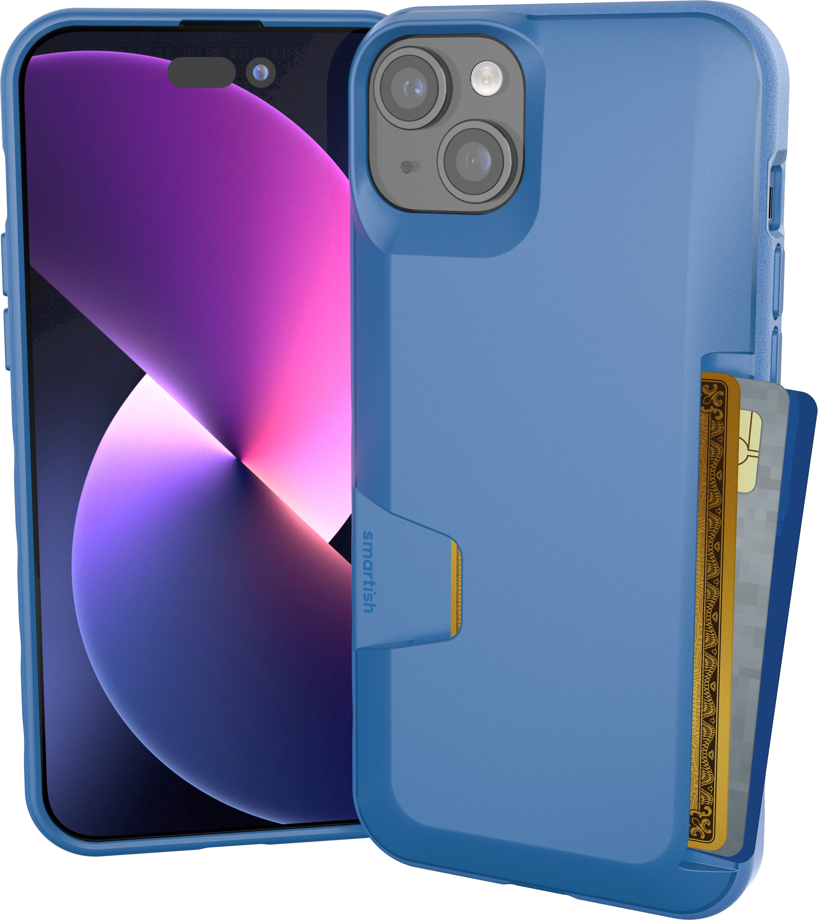 Smartish iPhone 15 Plus Wallet Case - Wallet Slayer Vol. 1 [Slim + Protective] Credit Card Holder - Blues on the Green