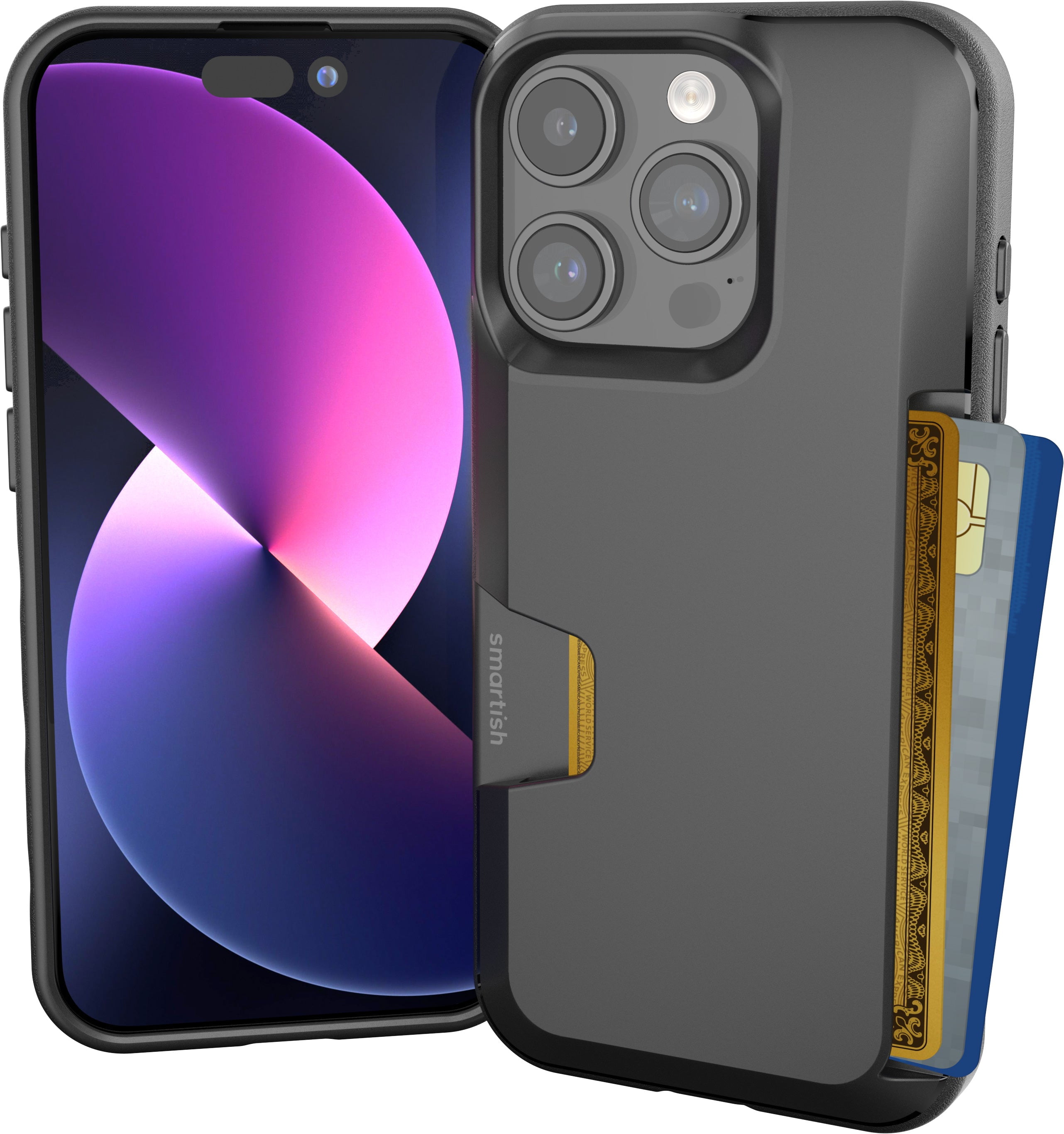 Smartish iPhone 15 Pro Wallet Case - Wallet Slayer Vol. 1 [Slim + Protective] Credit Card Holder - Black Tie Affair