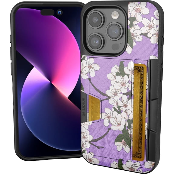 Smartish iPhone 15 Pro Wallet Case - Wallet Slayer Vol. 2 [Slim + Protective] Credit Card Holder with Kickstand - Very Cherry Blossom