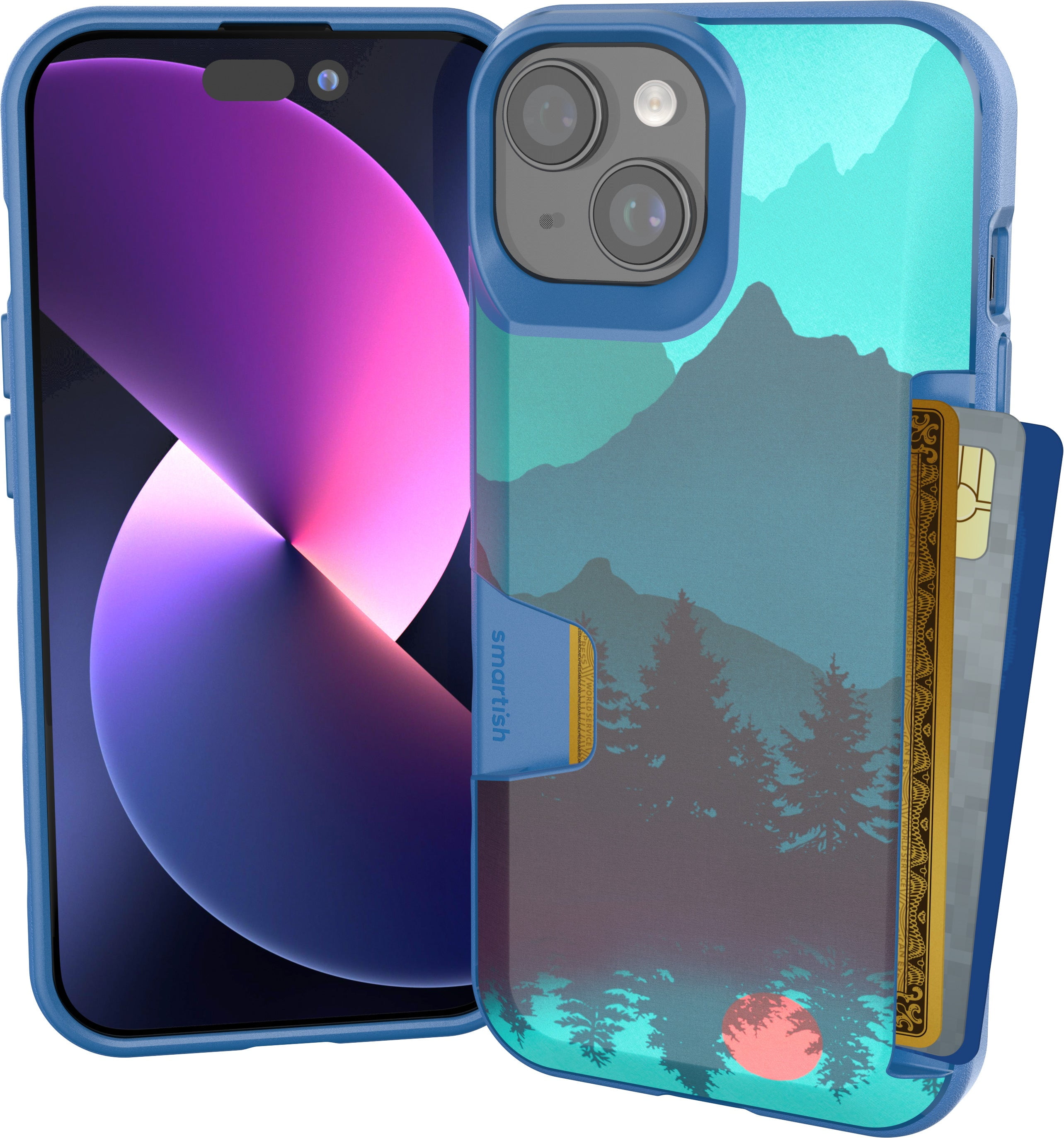 Smartish iPhone 15 Wallet Case - Wallet Slayer Vol. 1 [Slim + Protective] Credit Card Holder - Moving Mountains