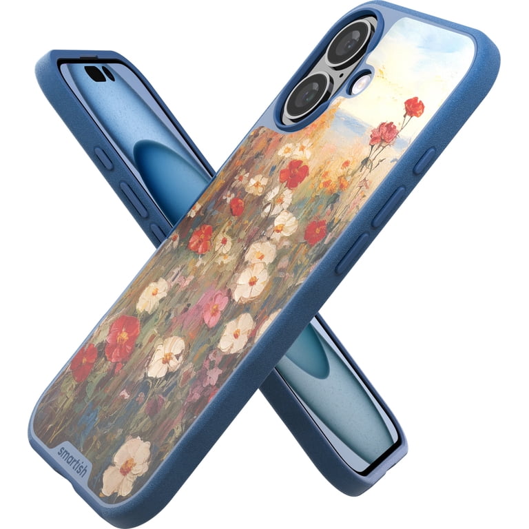 Smartish iPhone 16 Magnetic Case - Gripmunk Compatible with MagSafe  [Lightweight + Protective] Slim & Thin Grip Cover with Microfiber Lining  for Apple iPhone 16 - Wildflower Fields - Walmart.com