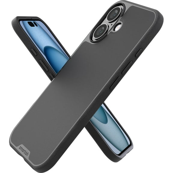 Smartish® iPhone 16 Magnetic Case - Gripmunk Compatible with MagSafe [Lightweight + Protective] Slim & Thin Grip Cover with Microfiber Lining for Apple iPhone 16 - Black Tie Affair