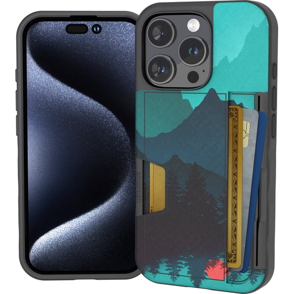 Smartish® iPhone 16 Pro Wallet Case - Wallet Slayer Vol. 2 [Slim + Protective] Credit Card Holder w/Kickstand - Drop Tested Hidden Card Slot Cover Compatible w/Apple iPhone 16 Pro - Moving Mountains