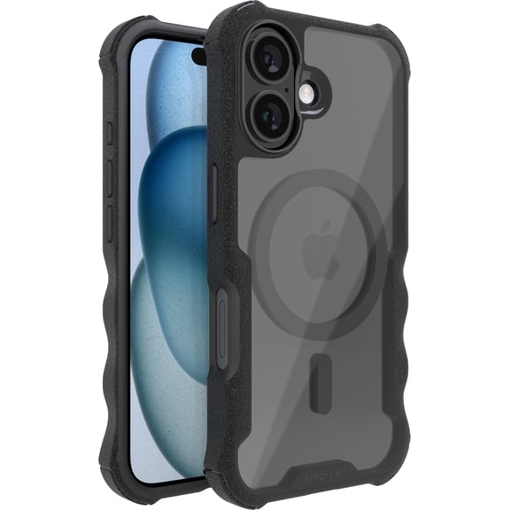Smartish® iPhone 16 Protective Magnetic Case - Gripzilla Compatible with MagSafe [Rugged + Tough] Heavy Duty Grip Armored Slim Cover w/ Drop Tested Protection for Apple iPhone 16 - Clearly Black