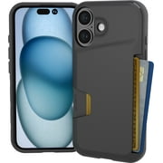 Smartish  iPhone 16 Wallet Case - Wallet Slayer Vol. 1 [Slim + Protective] Credit Card Holder - Drop Tested Hidden Card Slot Cover Compatible with Apple iPhone 16 - Black Tie Affair