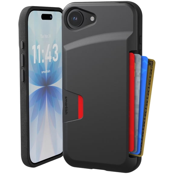 Smartish iPhone 17e/16e Wallet Case - Wallet Slayer Vol 1 - Slim Card Holder - Black