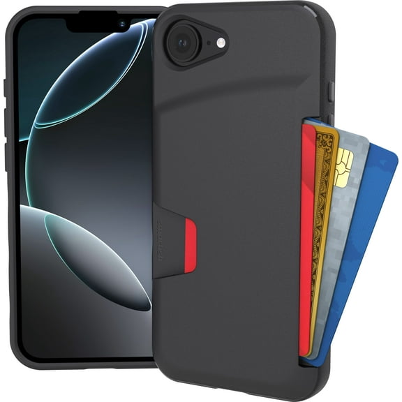 Smartish® iPhone 16e Wallet Case - Wallet Slayer Vol. 1 [Slim + Protective] Credit Card Holder - Drop Tested Hidden Flip Card Slot Cover Compatible w/ Apple iPhone 16e 2025 - Black Tie Affair