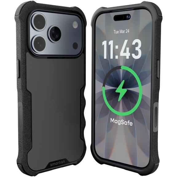 Smartish® iPhone 17 Pro MagSafe Case - Gripzilla Protective Magnetic Case [Rugged + Tough] Heavy Duty Grip Armored Cover w/ Drop Tested Protection for Apple iPhone 17 Pro - Black Tie Affair