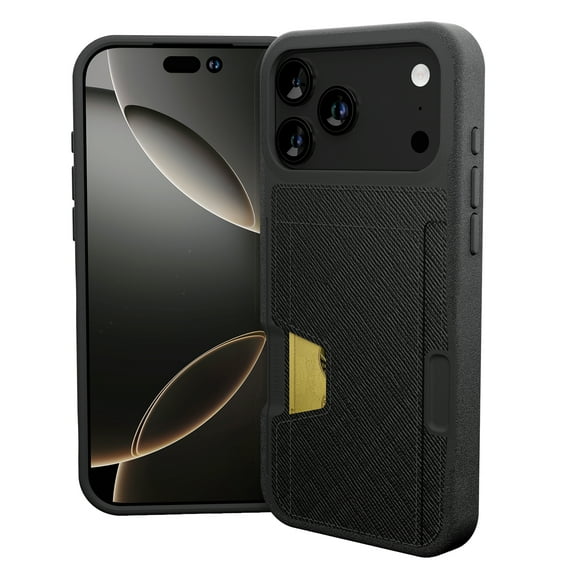 Smartish® iPhone 17 Pro Max Wallet Case - Wallet Slayer Vol. 2 [Slim + Protective] Credit Card Holder w/ Kickstand - Drop Tested Hidden Card Slot Cover For Apple iPhone 17 Pro Max - Black Tie Affair