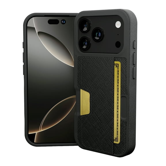 Smartish® iPhone 17 Pro Wallet Case - Wallet Slayer Vol. 2 [Slim   Protective] Credit Card Holder w/ Kickstand - Drop Tested Hidden Card Slot Cover For Apple iPhone 17 Pro - Black Tie Affair