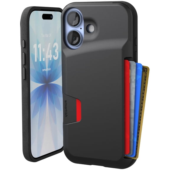 Smartish® iPhone 17 Wallet Case - Wallet Slayer Vol. 1 [Slim + Protective] Credit Card Holder - Drop Tested Flip Hidden Card Slot Cover For Apple iPhone 17 - Black Tie Affair