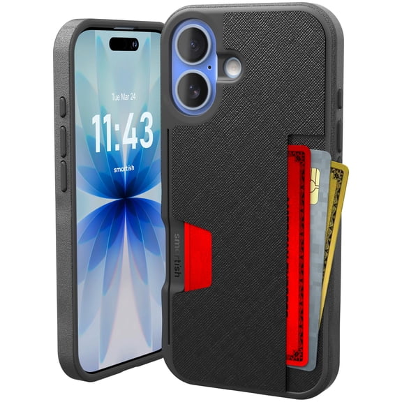 Smartish® iPhone 17 Wallet Case - Wallet Slayer Vol. 2 [Slim   Protective] Credit Card Holder w/ Kickstand - Drop Tested Hidden Card Slot Cover For Apple iPhone 17 - Black Tie Affair