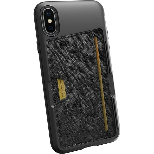 Smartish iPhone X/XS Wallet Case - Wallet Slayer Vol. 2 [Slim Protective Kickstand] Credit Card Holder for Apple iPhone 10s/10 (Silk) - Black Tie Affair