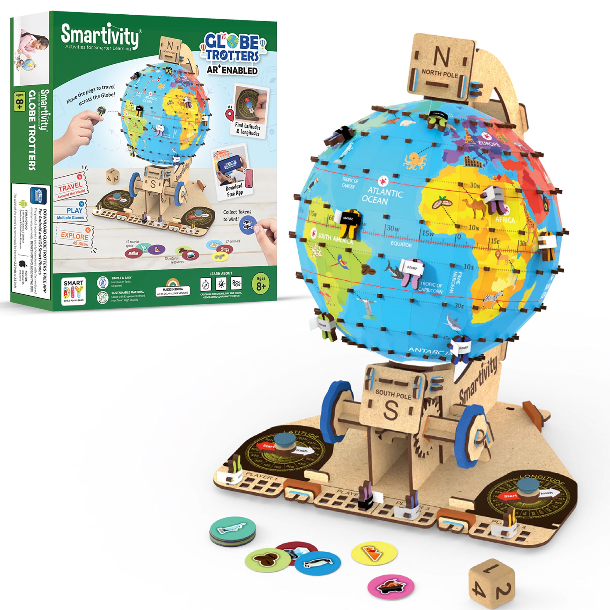Smartivity: Globe Trotters - DIY STEM Kit, AR Based Science Toy, 1000+ Educational Facts, Travel The World, Explore 49 Sites, Build-Play-Learn, Kid 8+