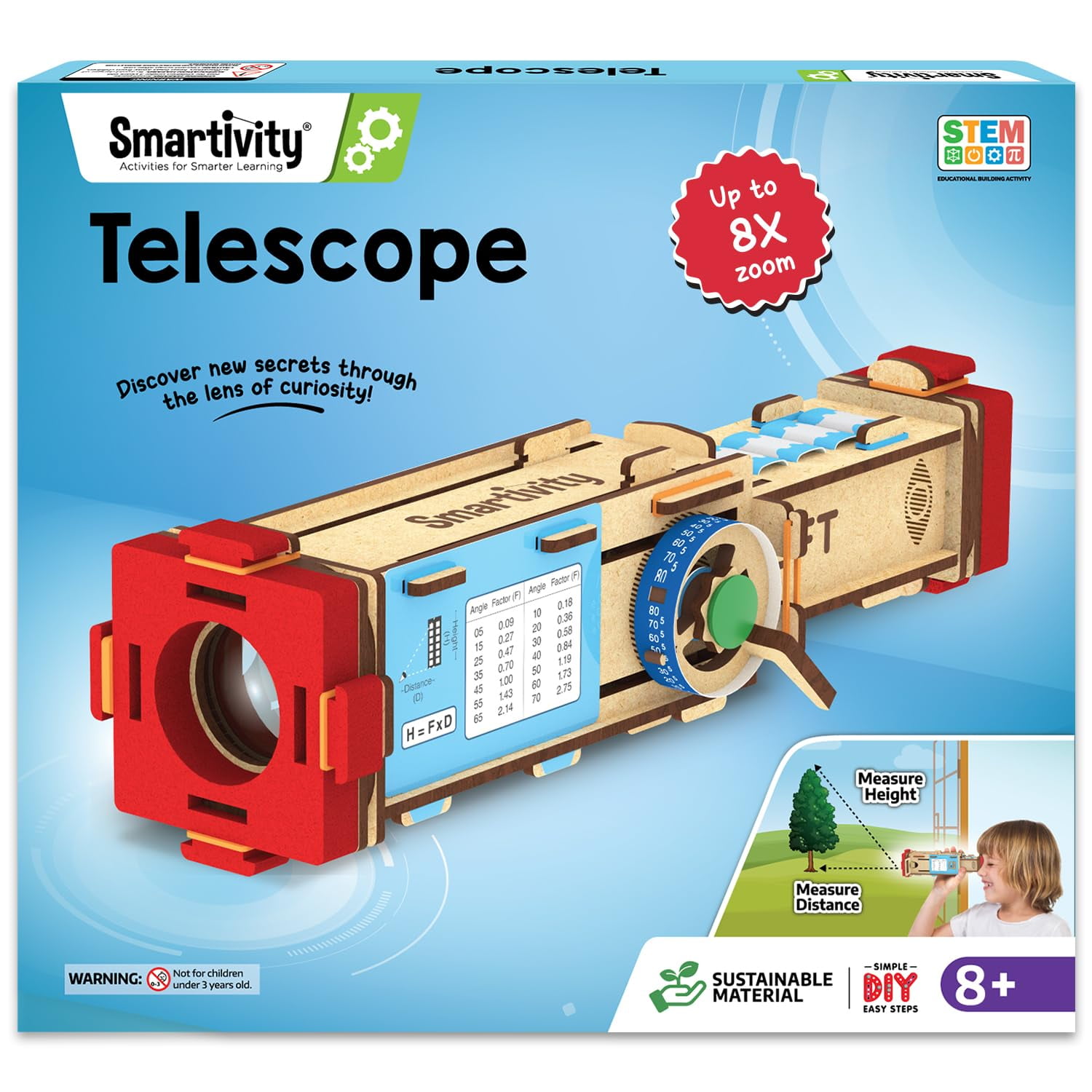 Smartivity Pirate Telescope STEAM Educational Toy for Kids, Build-It-Yourself Kit, 8x Optic Magnification, Ages 8-15