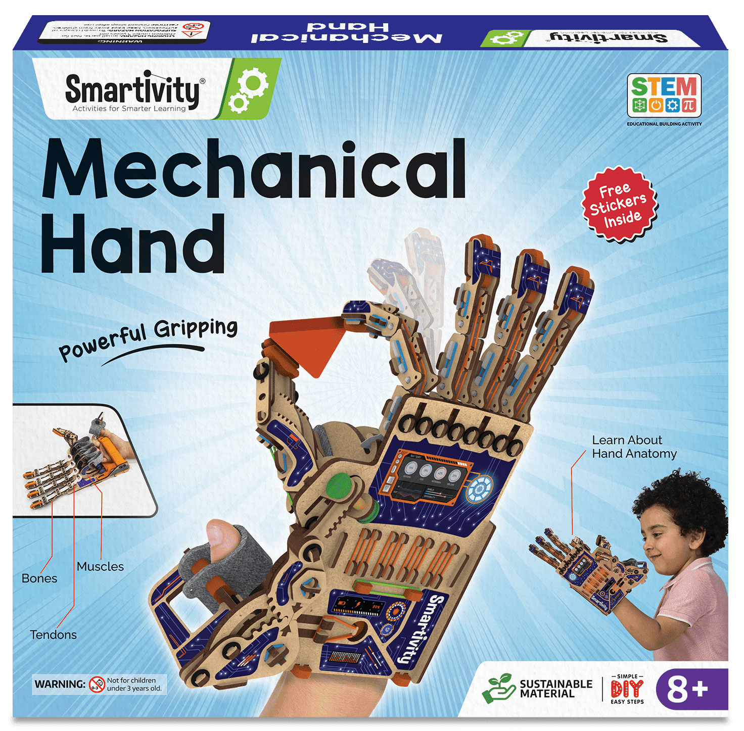Smartivity, Robotic Mechanical Hand, STEAM Science Kit, Kids, DIY Toy, Ages 8-14, Unisex
