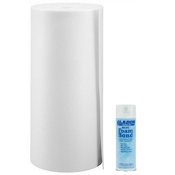 Smartline Above Ground Swimming Pool Wall Foam - 75' Roll with Spray Adhesive Kit | 1 Can