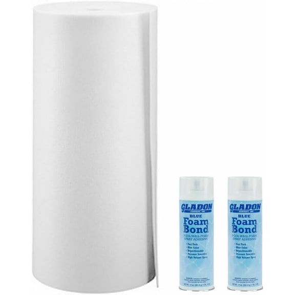 Smartline Inground Swimming Pool Wall Foam, 75' Roll with Spray Adhesive Kit